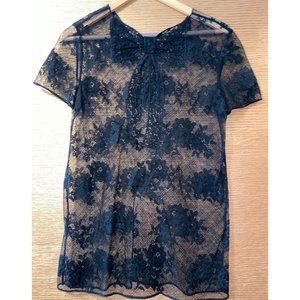 MIU MIU LACE BLOUSE BOWTIE TOP